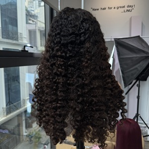 Precio al por mayor 100% Raw Virgin Vietnamita Human Lace Peluca Trama Birmano Curl Ombre Color marrón Super Double Drawn Extensiones de cabello - Product Image 2