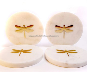 Handcrafted <b>Round</b> Natural Stone Coasters Bulk <b>Set</b> with Eco-Friendly Smooth Finishing <b>for</b> Kitchen Use - Product Image 3