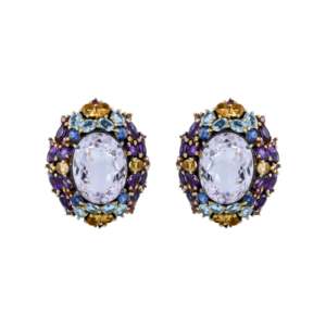 Pendientes Minimalistas de Plata de Ley 925 con Amatista Natural Facetada de Corte Ovalado Grande y Engaste de Garras, Joyería Fina - Product Image 4