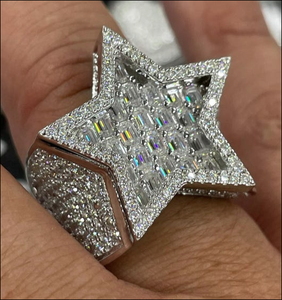 Star Shape Cocktail <b>Ring</b> Women's 18K Gold Plated Alloy Cubic Zirconia Pave Setting Party Glam Jewelry - Product Image 1