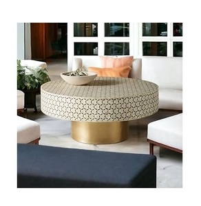Tabouret en os incrusté antique, best-seller, mobilier en os incrusté de qualité indienne, très demandé, nouveau design, tabouret rond en os incrusté - Product Image 4