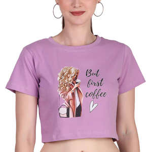 Camiseta de Algodón para Mujer, Ecológica, Personalizada, Color Morado Sólido, Casual, Manga Corta, Corte Regular, para Primavera - Product Image 1