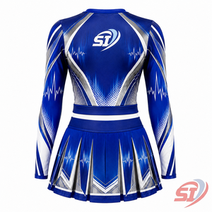 Tenue de cheerleading personnalisée pour femmes, ensemble haut et jupe à manches longues sublimé, couleur prune graphite, marque privée, vente en gros - Product Image 2