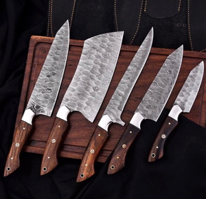 <b>Sharp</b> Pattern Steel Blades Ergonomic Handle Kitchen Cutting Tools For Meat Damascus Steel Handmade Chef <b>Knife</b> <b>Set</b> PremiumDamascu - Product Image 1