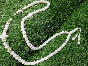 Tasbih Islámico de Hueso Natural Pulido, 99 Cuentas, Misbaha, Rosario de Oración, Redondo, Blanco, Recuerdo Musulmán - Product Image 6