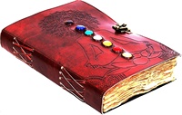 Journal en cuir à couverture rigide avec pierres des sept chakras Bouddha, reliure cousue, bordure déchirée, pour la méditation et l'auto-soin, cadeau idéal (vente en gros)