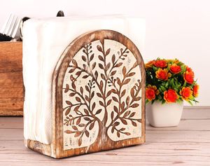 Elegant Wooden Napkin <b>Holder</b> Decorative <b>Tissue</b> Stand For Dining Table <b>Kitchen</b> Countertop Home Organizer Use - Product Image 2
