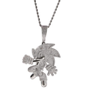 Collier pendentif Sonic the Hedgehog en argent plaqué 925 avec moissanite taille brillant ronde, style hip-hop, bijou unisexe, cadeau - Product Image 6