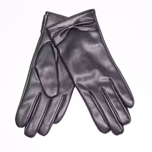 Guantes de Cuero Acolchados Negros para Mujer, Largos hasta la Muñeca, Térmicos, Casuales de Invierno, con Forro de Seda, Estilo Sencillo, Compatibles con Pantallas Táctiles - Product Image 3