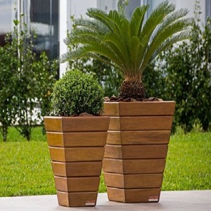 Modern Wooden Garden Planter <b>Square</b> Tapered Flower <b>Pot</b> Outdoor Plant <b>Pot</b> Home Landscaping - Product Image 1