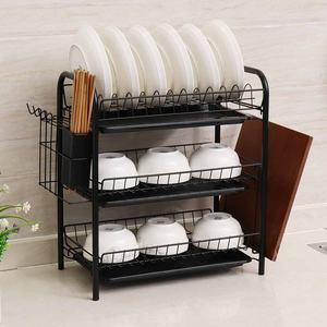 Égouttoir à vaisselle double niveau en fil métallique, support de rangement de cuisine, séchoir à bols, égouttoir d'évier avec porte-couverts - Product Image 3