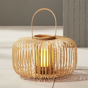 Farol de Bambú y Ratán Hecho a Mano, Portavelas de Fibra Natural para Decoración de Sala de Estar - Product Image 2