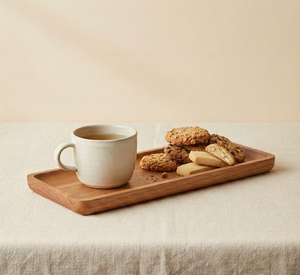 Plateaux de service modernes en bambou avec poignées, grands plats pour aliments, boissons, café, fêtes - Ustensiles emboîtables durables - Product Image 2