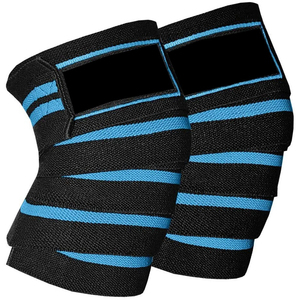 Fawkes Sports Genouillère Rayée Noir Rouge Élastique Unisexe Soutien Compression Respirante Détection par Aiguille Meilleure Vente - Product Image 1