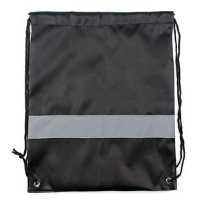 Mochila con cordón ajustable y tira reflectante, mochila deportiva duradera para seguridad nocturna, unisex, poliéster, estilo minimalista - Product Image 5