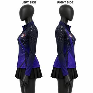 Custom <b>Womens</b> Rhinestone Dance Warm Up Jacket Crop Top <b>Skort</b> Set Performance Cheer Teamwear OEM Manufacturer - Product Image 2