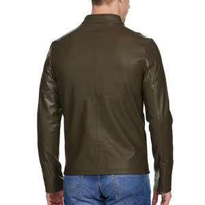 Veste de mode en cuir véritable de marque personnalisée, de haute qualité, col montant, imperméable, écologique, respirante, style motard d'hiver - Product Image 5