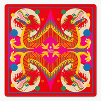 Tapis de Mahjong Personnalisé Red Dragons Pliable Écologique Résistant à l'Eau Luxe Moderne 33 Pouces Néoprène Antidérapant Logo Personnalisé