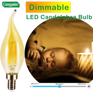 Bombilla LED Candelabro E12 Ámbar Regulable de 25 Vatios Equivalente, CA11 2W, Filamento Decorativo con Punta de Llama para Lámparas de Araña - Product Image 2