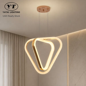 Modern Metal And Acrylic Tri Color Led Chandelier Adjustable Height <b>Triangle</b> Design For Dining Room And Living Room - Product Image 1