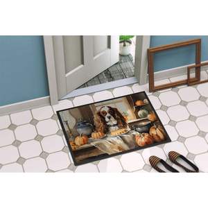 Cavalier Spaniel automne tapis de cuisine antidérapant intérieur extérieur tapis d'entrée 24H X 36W lavable paillasson à poils bas citrouilles tapis avant - Product Image 4