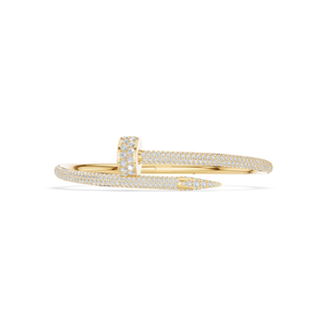 Pulsera Abierta Aurum Diam de Plata Bañada en Oro de 14K con Colgante de Nombre, Micro Pavé de Moissanita, Certificado EGI, Forma de Corona, Estilo Hiphop - Product Image 6