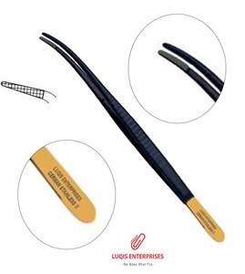 Pinzas Gillies de Carburo de Tungsteno con Dientes Finos Dentados 1x2, Instrumento Quirúrgico de Acero Inoxidable, Pinzas Médicas de Precisión - Product Image 1