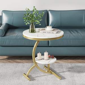 Juego de Mesas de Centro Redondas Modernas de Alta Calidad con Estructura de Hierro y Tapa de Mármol para Sala de Estar - Product Image 6