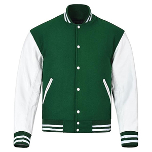 แจ็คเก็ตเบสบอลทีมโรงเรียนมัธยมปลายแบบสั่งทำขายส่ง ราคาถูก แจ็คเก็ต Letterman ผ้าแคนวาสสำหรับผู้ชาย แบบสองด้าน แห้งเร็ว คุณภาพสูง - Product Image 1