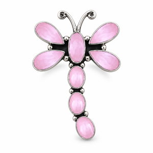 Anillo de Plata con Concha Rosa y Libélula, Estilo Boho Occidental, Anillo con Piedra Preciosa, Joyería del Suroeste, Anillo de Moda para Mujer, Regalo - Product Image 5