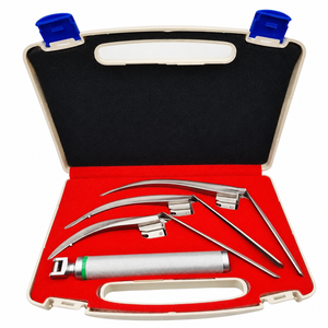 Ensemble de laryngoscopes à fibres optiques certifiés CE McCoy, lames flexibles 2 3 4 5 avec poignée, kit médical réutilisable en acier inoxydable - Product Image 1