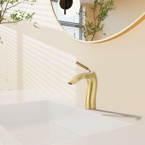 Rubinetto Monocomando Oro Spazzolato per Lavabo con Installazione a Incasso - Product Image 2