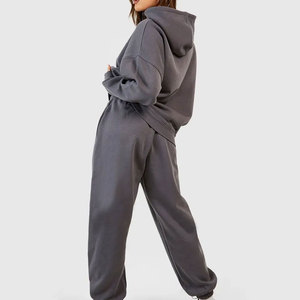 Women Hooded Tracksuit Set Solid Color Full Sleeve Casual <b>Jogging</b> <b>Suit</b> With Side Pockets Autumn Wear with pockets - Product Image 2