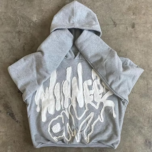Sudadera con capucha de forro polar grueso de poliéster/algodón al por mayor, estilo urbano oversize, con cremallera, logotipo personalizable, múltiples bolsillos, efecto desgastado, para invierno - Product Image 1