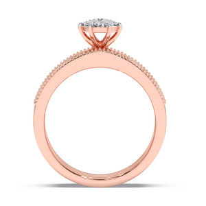 แหวนทองคำชมพูประดับเพชรทรงสามวง - Product Image 1