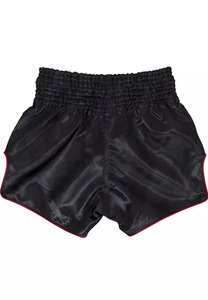 Shorts de boxe thaï Fairtex noir et rouge avec logo brodé, panneaux latéraux en mesh respirant, vêtements d'arts martiaux unisexes pour adultes - Product Image 6