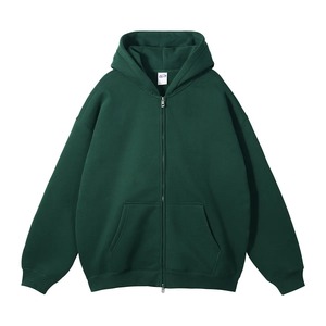 Sweat-shirt à capuche zippé pour homme, gris chiné, manches longues, avec poche avant - Product Image 3
