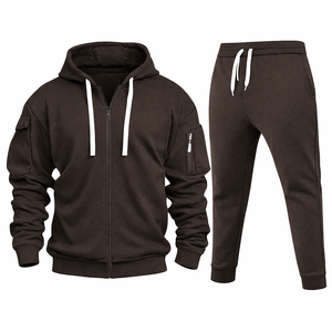 Conjunto Deportivo 2 en 1 de Felpa de Algodón Transpirable de Alta Calidad, Sudadera con Capucha y Pantalones Jogger con Logotipo Personalizado, Ropa Urbana para Hombre y Mujer, Venta al Por Mayor de Fábrica OEM - Product Image 1