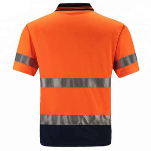 Camiseta Polo de Trabajo de Alta Visibilidad, Color Naranja Fluorescente, Poliéster, Impresión por Transferencia de Calor, Sin Costuras, Estilo Clásico - Product Image 3