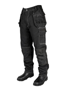 Pantalon de travail cargo multi-poches pour homme, tissé, avec fermeture éclair, surpiqûres contrastées, durable et utilitaire - Product Image 2