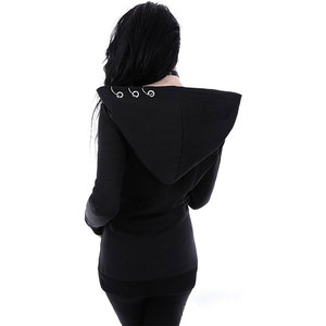 Sweat-shirt à capuche surdimensionné gothique pour femmes, avec fermeture éclair, manches longues, veste punk avec poches - Product Image 3