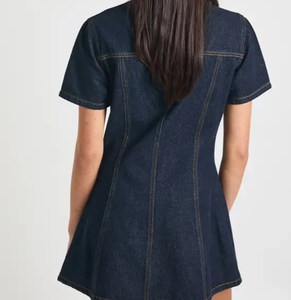 Vestido vaquero mini vintage lavado para mujer, ropa casual de moda para damas, fabricante de prendas OEM ODM, etiqueta personalizada, ropa al por mayor ODM - Product Image 4