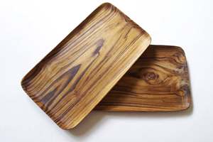 Juego de 2 bandejas rectangulares de madera de teca natural / Bandeja de desayuno de madera hecha a mano / Plato de sushi minimalista - Product Image 5