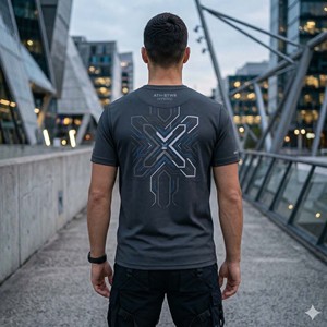 เสื้อฮิบริดทรงโอเวอร์ไซส์ Y2K พิมพ์โลโก้ตามสั่งสำหรับผู้ชาย ผ้าคอตตอนด้าน 100% สไตล์ฟิวเจอร์ริสติก แนวสตรีทแฟชั่น เสื้อผ้ากีฬาเทคแวร์ แขนสั้น - Product Image 5