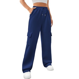 Jogging cargo mi-mollet en molleton épais de coton pour femme, taille élastique, longueur genou, décontracté, pour l'hiver - Product Image 3