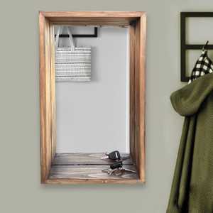 Rustic <b>Rectangular</b> Solid Wood Shadow Box Wall <b>Mirror</b> Deep Recessed Timber Frame Entryway Storage Ledge <b>Mirror</b> Decor Artwork Unit - Product Image 5