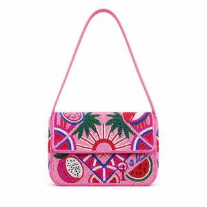Handmade Watermelon Beaded Bohemian Style Eco-Friendly Lightweight Shoulder Bag Fruit-Inspired Statement <b>Purse</b> <b>Cute</b> Summer Bag - Product Image 2