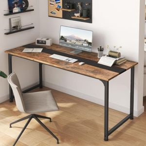 Moderno semplice 59.8 pollici grande ufficio Computer scrivania rustico/nero in legno lavoro & tavolo da gioco con struttura in metallo per studio a casa - Product Image 2