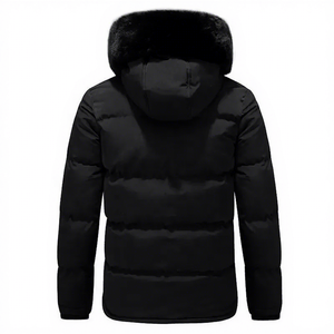 Men's Winter <b>Hooded</b> Puffer <b>Jacket</b> Thick Down Filled Windproof Casual Style <b>Fur</b> Collar Polyester Shell Regular Fit - Product Image 3