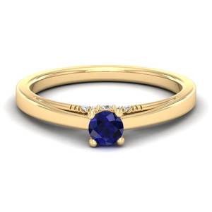 Anillo de Compromiso REYES de Lujo en Oro Sólido de 14K con Diamante Certificado IGI, Corte Redondo, 0.25 Quilates, Gema de Zafiro Azul, Joyería Fina - Product Image 5